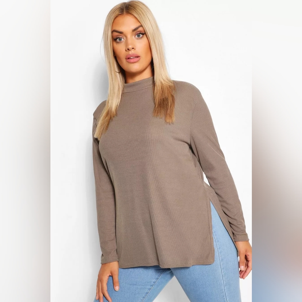 Khaki Split Hem Tunic- Plus Size - boohoo - Never Been Worn!